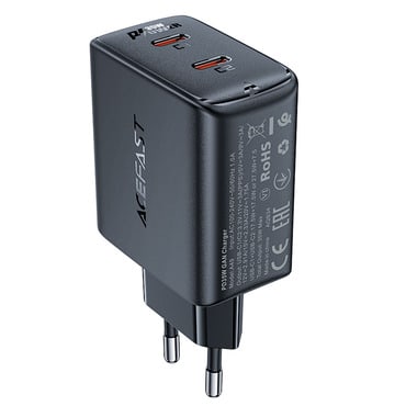 Fali 35W töltő Acefast "A49" 2x USB-C, GaN készülékhez - black
