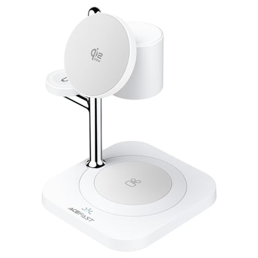 Vezeték nélküli 32.5W töltőállomás Acefast "E39" Qi2.2 telefonhoz, órához és fülhallgatóhoz éjszakai fénnyel - white