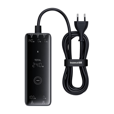 Vezeték nélküli 240W töltőállomás Baseus "Charging Station" GaN 3x USB-C, USB, DC készülékhez - black