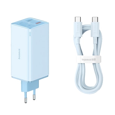 Fali 100W töltő Baseus "GaN6 Pro" 2x USB-A, 2x USB-C USB-C - USB-C kábellel - blue