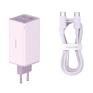 Fali 100W töltő Baseus "GaN6 Pro" 2x USB-A, 2x USB-C USB-C - USB-C töltőkábellel - purple