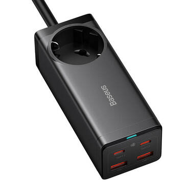 Fali 100W töltő Baseus "GaN3 Pro" 2x USB-A, 2x USB-C, AC készülékhez - black