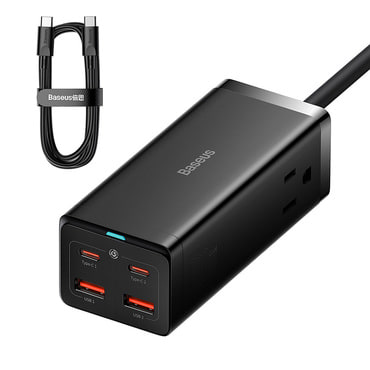 Fali 100W töltő Baseus "PSZM000201" 2x USB-A, 2x USB-C, 2x AC készülékhez - black