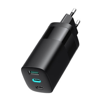 Fali 65W töltő Havit "UC10" 2x USB-C, USB, PD készülékhez - black