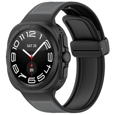 Szilikon szíj Techsuit "W056" Samsung Galaxy Watch Ultra 47mm / Galaxy Watch Ultra 2 készülékhez - szürke / fekete