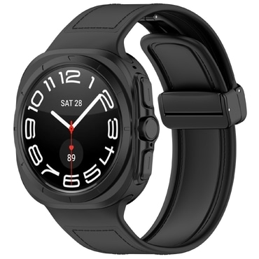 Bőr szíj Techsuit "W056" Samsung Galaxy Watch Ultra 47mm / Galaxy Watch Ultra 2 készülékhez - fekete