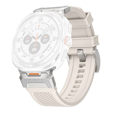 Silikon szíj Techsuit "W068" Samsung Galaxy Watch Ultra 47mm / Galaxy Watch Ultra 2 készülékhez - bézs / ezüst