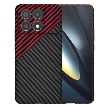 Kemény TPU tok Techsuit "Carbonite FiberShell" Xiaomi Poco F6 Pro készülékekhez - red vortex