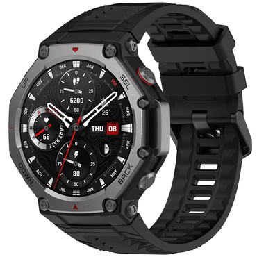 Silikon szíj Techsuit "W067" Amazfit T-Rex 3 készülékhez - fekete / szürke
