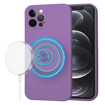 Techsuit SoftFlex MagSafe szilikon tok iPhone 12 Pro készülékhez - sötétlila