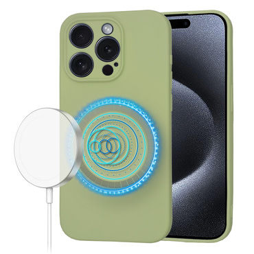 Techsuit SoftFlex MagSafe szilikon tok iPhone 15 Pro készülékhez - matcha