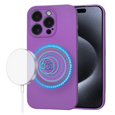 Techsuit SoftFlex MagSafe szilikon tok iPhone 15 Pro készülékhez - sötétlila