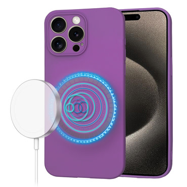 Techsuit SoftFlex MagSafe szilikon tok iPhone 15 Pro Max készülékhez - sötétlila