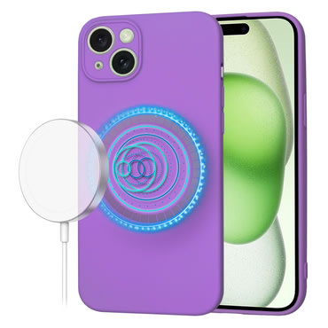 Techsuit SoftFlex MagSafe szilikon tok iPhone 15 Plus készülékhez - sötétlila