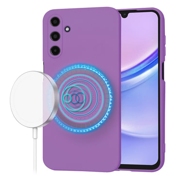 Techsuit SoftFlex MagSafe szilikon tok Samsung Galaxy A15 készülékhez - sötétlila
