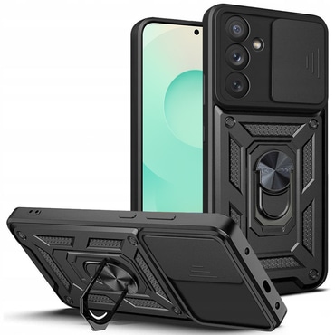 Strapabíró tok "MaX-Armor" gyűrűvel, fém lappal és hátsó kamera védelemmel Samsung Galaxy S25 FE készülékekhez - black