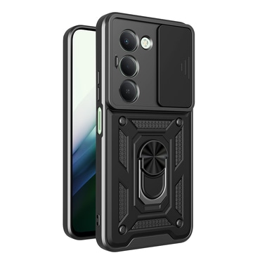 Strapabíró tok "MaX-Armor" gyűrűvel, fém lappal és hátsó kamera védelemmel Xiaomi Redmi 15 4G / 5G készülékekhez - black