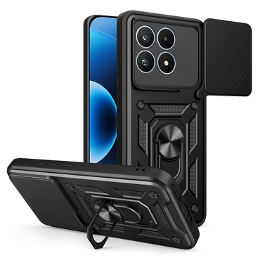 Strapabíró tok "MaX-Armor" gyűrűvel, fém lappal és hátsó kamera védelemmel Xiaomi 17 készülékekhez - black