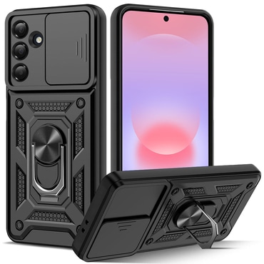 Strapabíró tok "MaX-Armor" gyűrűvel, fém lappal és hátsó kamera védelemmel Samsung Galaxy A37 készülékekhez - black
