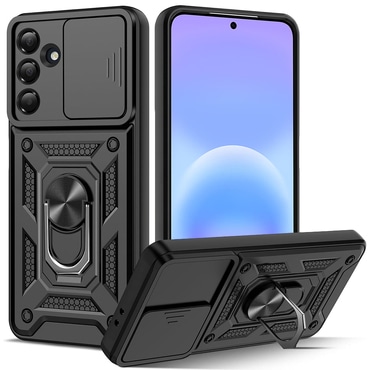 Strapabíró tok "MaX-Armor" gyűrűvel, fém lappal és hátsó kamera védelemmel Samsung Galaxy A57 készülékekhez - black