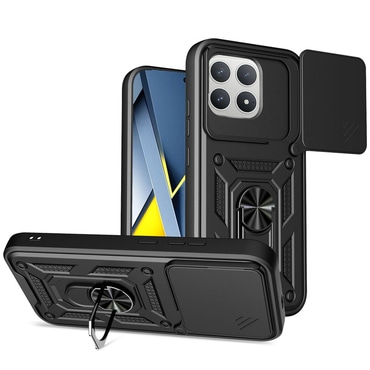 Strapabíró tok "MaX-Armor" gyűrűvel, fém lappal és hátsó kamera védelemmel Xiaomi Poco F8 Pro készülékekhez - black