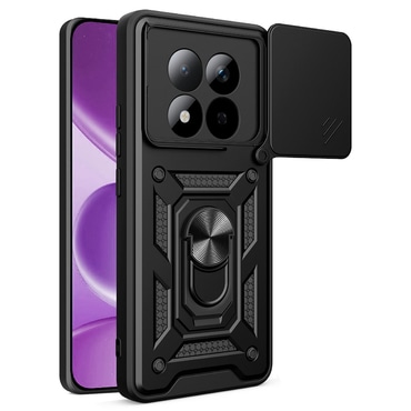 Strapabíró tok "MaX-Armor" gyűrűvel, fém lappal és hátsó kamera védelemmel Xiaomi Redmi Note 15 Pro 4G készülékekhez - black