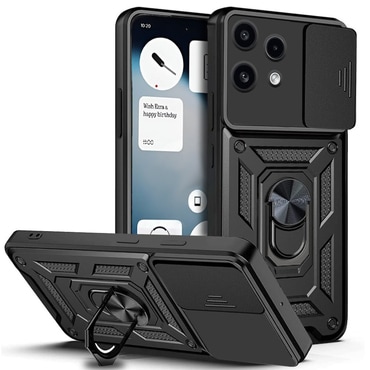 Strapabíró tok "MaX-Armor" gyűrűvel, fém lappal és hátsó kamera védelemmel Nothing Phone (3a) Lite készülékekhez - black