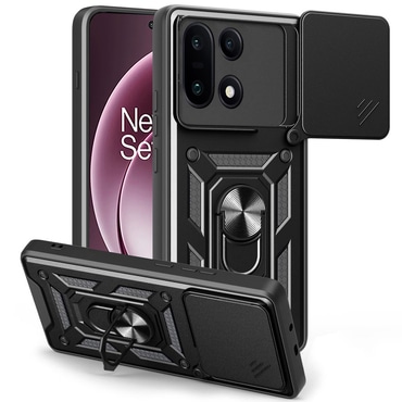 Strapabíró tok "MaX-Armor" gyűrűvel, fém lappal és hátsó kamera védelemmel OnePlus 15 készülékekhez - black