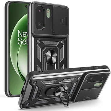 Strapabíró tok "MaX-Armor" gyűrűvel, fém lappal és hátsó kamera védelemmel OnePlus 15R készülékekhez - black