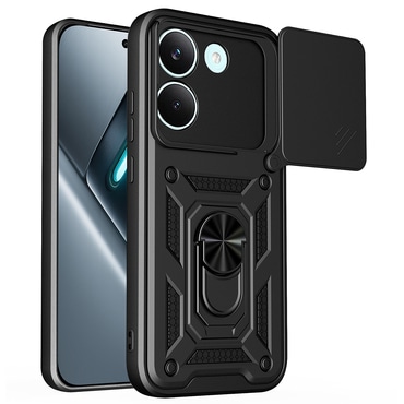 Strapabíró tok "MaX-Armor" gyűrűvel, fém lappal és hátsó kamera védelemmel Xiaomi Poco X8 Pro készülékekhez - black