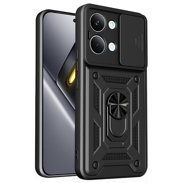 Strapabíró tok "MaX-Armor" gyűrűvel, fém lappal és hátsó kamera védelemmel Xiaomi Poco X8 Pro Max készülékekhez - black