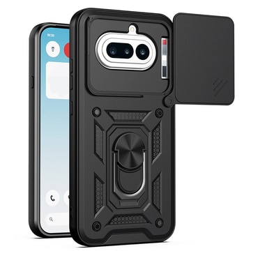 Strapabíró tok "MaX-Armor" gyűrűvel, fém lappal és hátsó kamera védelemmel Nothing Phone (4a) készülékekhez - black