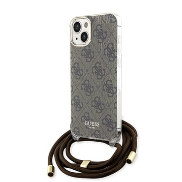 Tok Guess "Crossbody Cord 4G Print" iPhone 15 készülékhez - brown