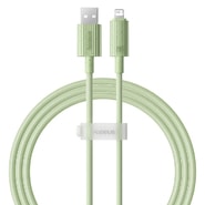 Töltő és adat USB-A - Lightning káfehér Baseus "Habitat Series" - 480Mbps, 2m - zöld