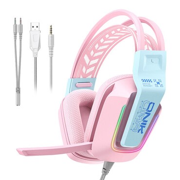 Gaming fülhallgató ONIKUMA "X13" RGB világítással, 50mm meghajtók - pink