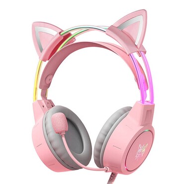 Fülhallgató ONIKUMA "X15Pro" macskafülekkel - pink