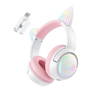 Bluetooth fülhallgató ONIKUMA "GT838" RGB világítással - pink / white