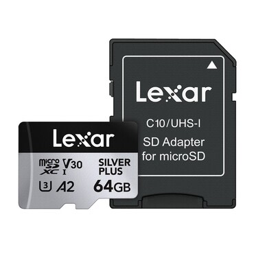 microSDXC kártya Lexar "High-Performance Silver Plus" 64GB adapterrel - silver plus
