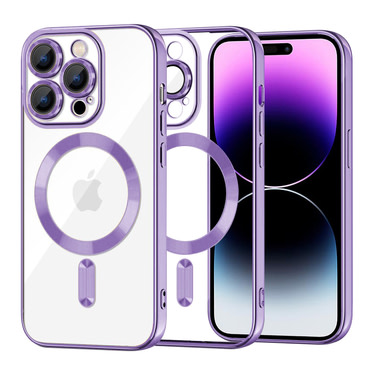 Tok Techsuit "Luxury Crystal MagSafe" iPhone 14 Pro Max készülékhez - világoslila