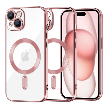 Tok Techsuit "Luxury Crystal MagSafe" iPhone 15 készülékhez - rózsaszín