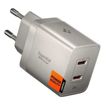 Fali 47W töltő Spigen "EE472EU (ACH10451)" 2x USB-C, Quantum Boost - natural titanium