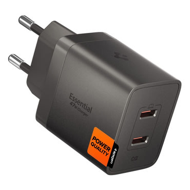 Fali 47W töltő Spigen "Essential EE472EU" 2x USB-C, Quantum Boost - gunmetal