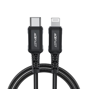 Töltő- és adatkáfehér 30W USB-C Lightning Acefast "C4-01" - 480Mbps - 1.8m - black
