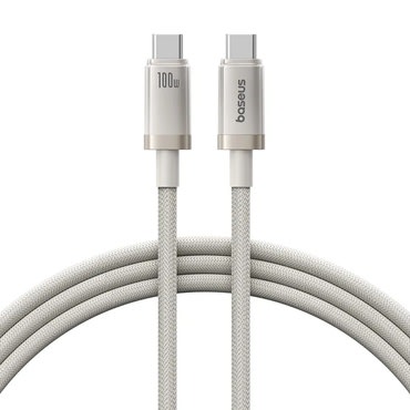 100W USB-C és USB-C töltő- és adatkáfehér Baseus "Titanium" - 480Mbps - 1m - galaxy titanium gold