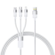 Töltő és adatátviteli 100W USB-A - Micro USB, USB-C, Lightning káfehér Baseus "StarSpeed" - 480Mbps - 1.5m - white
