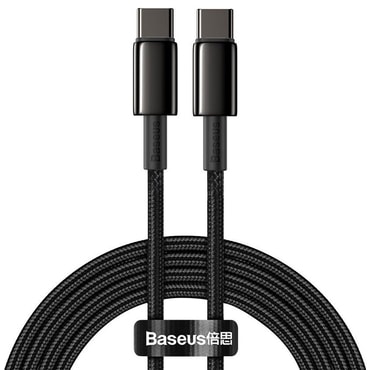 Töltő és adatátviteli 100W USB-C - USB-C káfehér Baseus "Tungsten Gold" - 2m - black