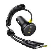Autós 60W töltő Baseus "C00035902121-00" 2x USB-C USB-C-val rugós kábellel - black