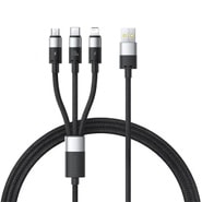 Töltő és adat 100W USB-A - USB-C, Lightning, Micro-USB káfehér Baseus "StarSpeed" - 480Mbps - 1.5m - cluster black