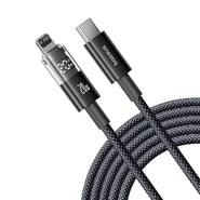 Töltő és adat 20W USB-C - Lightning káfehér Baseus "Data Cable Display 2" - 1m - cosmic black