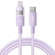 Töltő- és adatátviteli 20W USB-C - Lightning káfehér Baseus "Data Cable Display 2" - 2m - nebula purple